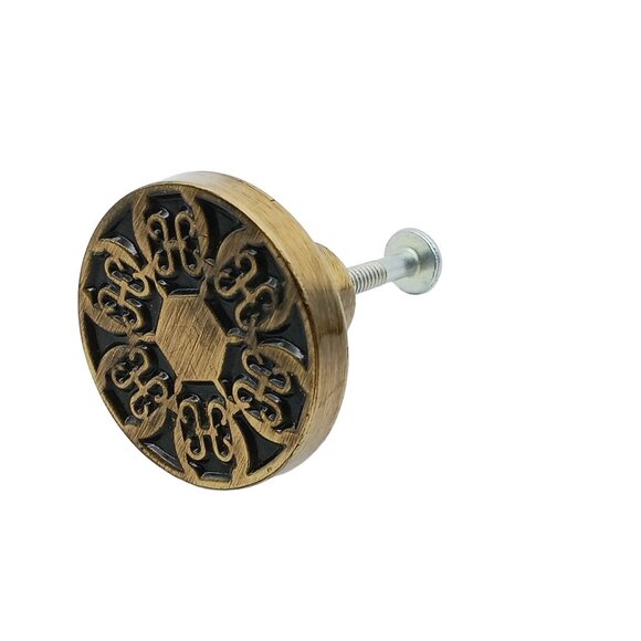 Vintage Cabinet Knob MCM Brass Floral Swirls Rehab Decor, Shabby Chic Salvage - Picture 2 of 3